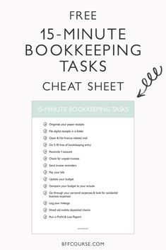 the 15 minute book keeping task sheet