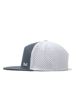 A smart moisture-wicking lining ensures superior comfort in a breathable perforated hat with a glare-reducing visor lining for superior clarity. Adjustable snapback strap 100% polyester Spot clean Imported Breathable Flat Bill Fitted Hat For Outdoor, Breathable Six-panel Snapback Hat, Casual Snapback Hat With Breathable Mesh And Flat Bill, Casual Snapback Hat With Breathable Mesh, Functional Summer Snapback Cap, White Breathable Snapback Hat For Outdoor Activities, White Six-panel Snapback Hat For Outdoor Activities, White Six-panel Trucker Hat For Outdoor Activities, Sporty Six-panel Snapback Hat For Golf