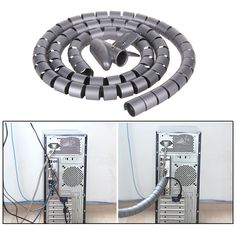 two pictures show the inside of a server with wires attached to it and an image of a hose connected to one of the servers