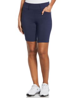 These Callaway women's golf shorts deliver on-course comfort and style with every swing. Stretch in the fabric allows you to move with ease, and a TrueSculpt™ panel helps create a smooth and flattering silhouette. Opti-Dri™ moisture-wicking technology pulls away sweat to keep you cool and dry as you play. The textured fabric of these golf shorts contains LENZING™ EcoVero™ viscose fibers derived from sustainable wood and pulp, for an eco-friendly wardrobe choice you can feel good about. 75% Ecove Casual Stretch Activewear For Golf, Moisture-wicking Stretch Golf Bottoms, Stretch Moisture-wicking Golf Bottoms, Sporty 4-way Stretch Golf Shorts, Sporty Golf Shorts With 4-way Stretch, Sporty Golf Athletic Shorts With Built-in Shorts, Sporty Golf Shorts With Built-in Shorts, Sporty Athletic Shorts For Golf, Athleisure Moisture-wicking Golf Shorts