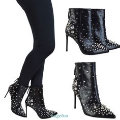 New Steve Madden Viceroy Studded Gems Pointed Toe Stiletto Heel Boots Black Scattered Rhinestones Keep Their Sparkle Among Untamed Spiky Hardware On A Rebellious Bootie Perched Atop A Dangerously Chic Stiletto Heel. Synthetic/Faux Leather Upper Fabric And Synthetic Lining Synthetic Outsole Cushioned Footbed Pointed Toe Stiletto Heel Metal Studs And Gems Details Zipper Closure Snake Print Color Black/Silver Note: Picture Shows The Outsole Size 8, The Size 8 Has Some Wrinkles Please See Last Pictu Steve Madden Chelsea Boots, Steve Madden Black Boots, Olive Green Boots, Stiletto Heel Boots, Heel Boots Black, Fold Over Boots, Snake Print Boots, Tan Leather Boots, Green Boots