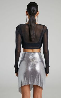 Charity Mini Skirt - Asymmetrical Mesh Skirt in Silver | Showpo USA Skirt Asymmetrical, Mesh Skirt, Mini Skirt, Mini Skirts, Mesh, Skirt, Silver