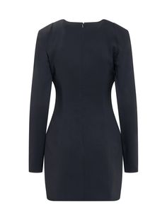 Black dress with long sleeves. Back zip closure. Neckline on the front.Composition: Outside:, 96% Viscose, 4% Elastanelining:, 94% Silk, 4% Elastane Black Dress With Long Sleeves, Chanel Camellia Flower, Chanel Camellia, Versace Dress, Versace Couture, Zimmermann Dress, Dress With Long Sleeves, Pleats Please Issey Miyake, Versace Jeans