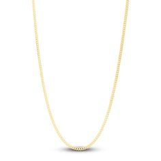 Lustrous curb links entwine together in this stylish women's semi-solid gourmette chain necklace. Fashioned in 14K yellow gold, the 18-inch chain secures in place with a lobster clasp and the links are approximately 2.8mm wide. Classic 14k Gold Cuban Link Necklace With Oval Links, Classic 14k Gold Oval Link Cuban Necklace, Yellow Gold Cuban Link Chain Necklace, Yellow Gold Curb Chain Link Necklace, 14k Yellow Gold Cuban Link Necklace, Yellow Gold Cuban Link Curb Chain Necklace, 14k Yellow Gold Cuban Link Necklace With Oval Links, 14k Yellow Gold Cuban Link Necklace With Curb Chain, Elegant Gold Cuban Link Necklace With Cable Chain