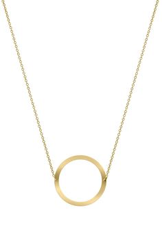 Necklace Circle 14K Gold - Sophie Simone Designs Modern 14k Gold Necklace For Everyday, Modern Yellow Gold Necklace For Everyday, Everyday Circle Necklace With Chain, Yellow Gold Open Circle Jewelry With Adjustable Chain, Everyday 14k Gold Full Circle Jewelry, Everyday Full Circle 14k Gold Jewelry, 14k Gold Hoop Necklaces For Gifts, Everyday Clavicle Chain Jewelry, Minimalist Yellow Gold Open Circle Jewelry