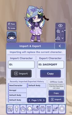 the character creation screen for an interactive game