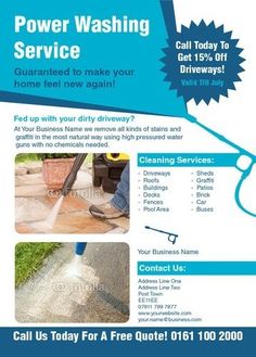 Get pressure washing flyers, posters, social media graphics and videos in minutes for your pressure washing business. Choose from 530+ professional flayer designers to wow your audience Pressure Washing Tips, Pressure Washer Tips, Pressure Washing Business, Cleaning Flyers, Handyman Business, Best Pressure Washer, Pressure Washing Services, Lawn Care Business, Power Washing