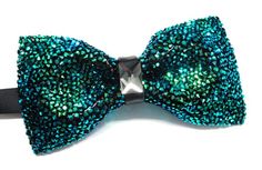 Mens Crystal Bow Tie Beaded Mermaid Green and Blue Adjustable Pre Tied Bow Tie Adjustable Bow Tie For Summer Party, Summer Party Adjustable Bow Tie, Adjustable Butterfly Knot Bow Tie For Party, Adjustable Party Bow Tie With Decorative Bow, Adjustable Decorative Bow Tie For Party, Adjustable Ribbon Bow For Party, Yellow Bow Tie, Blue Bow Tie, Pre Tied Bow Tie