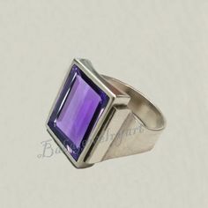 Natural Amethyst Ring, February Birthstone Ring, Amethyst Men Gemstone Ring, Mens Amethyst Ring, Mens Anniversary Ring, Men Signet Ring Natural Amethyst Ring For Men Ring ring Item Details Handmade item Materials: 925 Sterling Silver Gemstone name :- Natural Amethyst Gemstone shape:- Rectangle Gemstone Size :- 13x18 mm (Approx) Adjustable:- No Raw stone: No Band color: Silver Stamp :- 925 This ring 925 Sterling Silver features a beautiful Natural Amethyst gemstone Ring . Natural Amethyst set wit Formal Purple Rings With Rectangular Stone, Modern Sterling Silver Amethyst Ring For Formal Occasions, Modern Hallmarked Amethyst Ring For Formal Occasions, Modern Purple Rings With Polished Finish, Modern Purple Ring, Modern Purple Amethyst Ring With Polished Finish, Modern Purple Amethyst Ring For Anniversary, Modern Polished Amethyst Ring, Modern Purple Ring For Gift