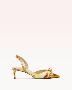 Clarita Slingback 60 Floral Yellow Pumps S/24 35 Yellow Seta Floral Floral Print Open Heel Sandals For Evening, Elegant Floral Print Open Heel Sandals, Formal Floral Print Sandals For Spring, Chic Sandals With Floral Print And Open Heel, Chic Floral Print Sandals With Open Heel, Chic Floral Print Ankle Strap Sandals, Chic Floral Print Open Heel Sandals, Spring Gala Heels With Sculpted Heel, Elegant Open Heel Floral Heels