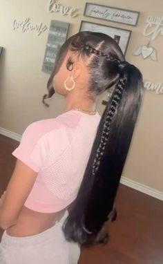 Prom Hairstyles Black Girls Ponytail, Birthday Hairstyles For Black Women Weave, Hair Styles For Summer Black Women, Slick Back Ponytail Hairstyles For Black Women, Cute Weave Ponytail Hairstyles, Frontal Wig Hairstyles Medium Length, Cute Ponytails With Weave, Continuation Hairstyles, Wave Ponytail Black Women