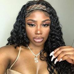 Hair Name: Machine Made Headband Wig Packing: One Wig with Headbands Hair Style: Deep Wave Hair Hair Length: 8-26 inches Wig Weight: 200-320g/Wig (Depending on Lengths and Density) Color: Natural Black Density: 180% Density Lace: No Lace Wig Cap Size: Medium Size, About 22.5-23inches Quality: 100% Virgin Human Hair Wigs Shipment: DHL, FedEx, or UPS 5-7 Business Days FAQ What is a Headband Wig? A headband wig is a new style of wig, it's convenient to put on and remove. Headband wigs inside are li Textured Curly Hair, Second Day Hairstyles, Hair Care Oil, Hair Headband, Headband Wig, Natural Wigs, Deep Wave Hairstyles, Beautiful Wigs, Wig Human Hair