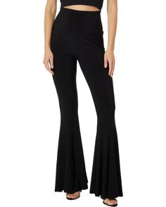 Women's Norma Kamali Fishtail Pants | Zappos.com High Stretch Elastane Bottoms For Night Out, Fitted Full-length Flare Jeans For Night Out, Stretch Elastane Wide-leg Pants, Stretch Flare Jeans For Night Out, High Stretch Wide Leg Pants For Night Out, Chic Flared Hem Bottoms For Evening, Black High Waist Stretch Flares, Black Stretch High Waist Flares, Stretch Flares With Flared Hem For Fall