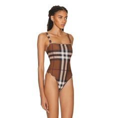 One -Piece Swimsuit Burberry Vintage Check Motif One-Piece Swimsuit Vintage Check Print 41% Elastane, 59% Polyamide Care: Wash At 30c Colors: Multicolor Fantasy;Brown Made: Portugal Elegant Brown Swimwear, Chic Brown Lined Swimwear, Chic Brown One-piece Swimwear, Elegant Brown Bodysuit For Summer, Elegant Brown Summer Bodysuit, Checkered Bathing Suit, Burberry Swimsuit, Burberry Swim, Swimsuit Vintage