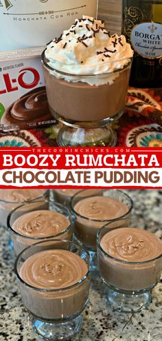 This rumchata chocolate pudding is on a whole new level! It's an easy Thanksgiving sweet treat that's perfect for adults. You'll want to whip up this boozy pudding recipe for a simple Christmas dessert, too! Rumchata Fudge Recipes, Christmas Chocolate Kahlua And Baileys Pudding Shots Recipe, Boozy Pie Recipes, Winter Spice Pudding, Christmas Boozy Treats, Holiday Pudding Desserts, Christmas Pudding Shots Alcoholic, Christmas Pudding Shots, Rum Pudding