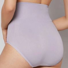 Lightly Shaping High Waisted Seamless Comfortable Shapewear Panty Color Is Lilac High Waist Seamless Shapewear For Yoga, High Stretch High Waist Hosiery, High Stretch High Waist Solid Hosiery, High Waist High Stretch Solid Hosiery, Solid Color Workout Shapewear Bottoms, High Waist Seamless Shapewear For Workout, Seamless Shapewear Bottoms For Yoga, Workout Shapewear Bottoms In Brief Style, Workout Shapewear Brief Bottoms