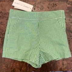 Nwt Janie And Jack Green And White Gingham Shorts 2t Playful Fitted Bottoms For School, Playful Short Bottoms For School, Preppy Short Bottoms For Spring, Cute Fitted Bottoms For Playwear, Trendy School Shorts For Summer, Fitted Bottoms For Playwear In Summer, Fitted Bottoms For Playwear In Spring, Trendy Summer Shorts For School, Fitted Bottoms For Summer Playwear