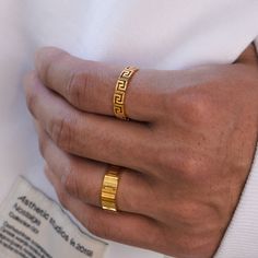 The Roman Ring is cast in high-grade Stainless Steel, featuring a laser engraved Roman numeral pattern. The ring is finished with an advanced Ion Bonding technique for long-lasting durability & resistance. Jewlery Tattoo, Roman Rings, Maze Pattern, Roman Ring, Rings Hand, Bold Rings, Gold Chrome, Skin Complexion, Ring Sale