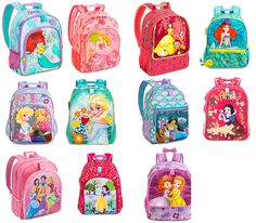 Disney Store Backpack Choose from drop down menu above Not Personalized Ariel 2016 Lenticular overlay cover panel with 3D effect Characters include Ariel, Flounder, and Sebastian Allover undersea print patern Embroidered floral accents Glitter infused piping and trims Zip main compartment with fabric pulls Front exterior compartment with PVC Flounder pull Mesh interior accessory pocket with self-stick fabric fastener Interior pen sleeves Two mesh exterior side pockets with elastic band Padded ba Disney Pens, Flounder And Sebastian, Disney Princess Diy, Sofia Princess, Bitty Baby American Girl, Disney Characters Christmas, Disney Princess Backpack, Baby Disney Characters, Princess Backpack