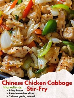 the chinese chicken cabbage stir fry is ready to be eaten