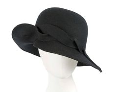 This black ladies hat is designed in Australia by our milliners and is made from pure wool felt. Absolutely stunning wide-brim design will make you stand out from the crowd.   Designed in Australia by Max Alexander  Exclusive wide-brim hat design  Pure wool felt Adjustable Wide Brim Felt Hat For Evening, Classic Wide Brim Felt Hat For Evening, Evening Felt Hat With Short Brim, Elegant Wide Brim Felt Hat For Evening, Chic Formal Felt Hat With Curved Brim, Elegant Fur Felt Cloche Hat, Chic Fur Felt Hat With Curved Brim, Chic Felt Hat For Winter Evenings, Chic Wool Felt Hat For Spring