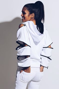 TOY_WT / sweatshirt Sports Wear Fashion, Drop Sleeve, Futuristic Fashion, Dance Outfits, White Sweatshirt, Fashion Sewing, Classy Outfits, All Seasons, Fashion Inspo Outfits