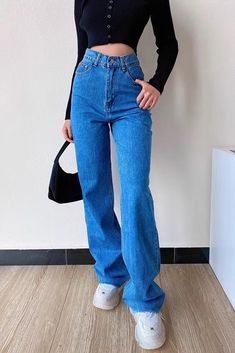 Item Type: Pants Material: Denim Pattern: Solid Color Waist: High Waist Color: Black, White, Light Blue, Dark Blue Size: XS,S,M,L Size(cm) Length Waist Hip XS 113 62 88 S 113.5 66 92 M 114 70 96 L 114.5 74 100 High Waist Denim Pants, Denim Pants Fashion, Denim Pattern, Jeans High Waist, High Waist Denim, Denim Patterns, Fashion Jeans, Rhinestone Dress, Bandage Dress