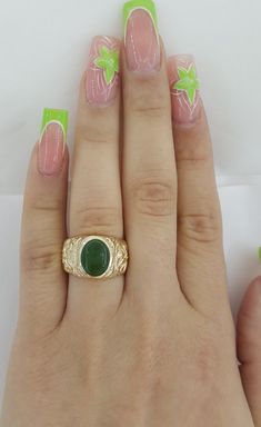 Vintage Cabochon Cut Jade 14k Yellow Gold Statement Ring  | eBay Gold Statement Ring, The Ring, Jade Green, Statement Ring, Statement Rings, Jade, Jewelry Watches, Jewelry Rings, Fine Jewelry