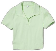 Sporty Polo Collar Top For Summer, Trendy Cotton Tops With Collared Neckline, Trendy Cotton Top With Collared Neckline, Green Casual Collared Top, Casual Green Tops With Collared Neckline, Casual Green Top With Collared Neckline, Sporty Spring Top With Collared Neckline, Green Relaxed Fit Collared Top, Sporty Collared Shirt For Spring