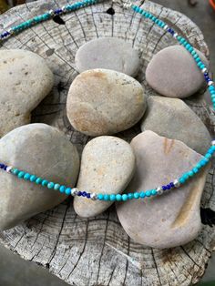 This colorful and dainty necklace is made of natural campitos turquoise and natural lapis with little sterling silver beads. It has a sterling silver lobster clasp and measures 18.75 inches in length. Dime pictured for size reference. Made with love in my little metal shop! Lapis Necklace, Beaded Crafts, Metal Shop, Dainty Necklace, Sterling Silver Bead, Made With Love, Silver Beads, Lobster Clasp, Necklace Etsy