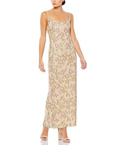 Mac Duggal Sleeveless Hand Beaded Floral Midi Dress Women - Bloomingdale's Mac Duggal, Floral Midi Dress, Womens Midi Dresses, Hand Beading, Luxury Fabrics, Dream Wardrobe, Evening Wear, Scoop Neckline, Spaghetti Strap