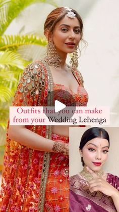 ANUPRIYA | Beauty Content Creator on Instagram: "Outfits that you can make using your wedding lehenga. Save and share with others and do try out these amazing outfit ideas using your old lehenga .   #ethnicwear #ethnicoutfits #indianwear #bridaltrends #bridetobe #outfitfromlehenga #weddinglehenga #bridalstyle #bollywoodcelebrities #celebritystylist #banarasisaree #lehengasaree #lehenga #bridallehenga #banarasilehenga #silklehenga #sareeblouse #styleguide #bridalsaree #stylingtips #fashiontips #beautyreels #bridallehenga #lehenga #anarkalisuits #outfitfromscratch  #bridalblouse #lehengablouse #shararasuit #garara #bridallehngas #weddingshopping   Outfits that you can make using your wedding lehenga, outfits from lehenga , wedding lehenga reuse , outfits from scratch , wedding lehenga , brid Restyling Wedding Lehenga, Redesign Wedding Lehnga, Rewear Wedding Lehenga, How To Reuse Wedding Lehenga, Reusing Wedding Lehenga, Wedding Lehenga Reuse Ideas, Lehnga From Sarees, Bridal Lehenga Reuse Ideas, Saree From Scratch Ideas