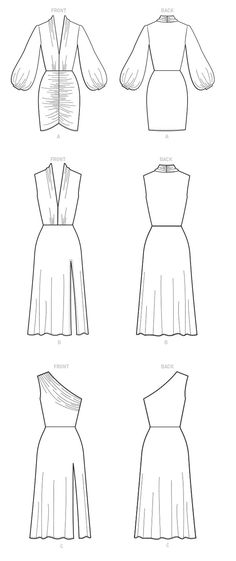 the front and back views of a dress with pleaed details, as well as an open