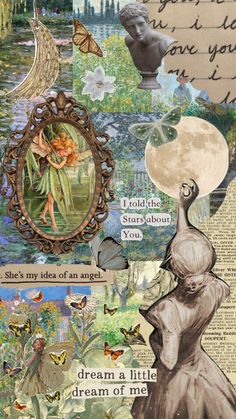 an altered collage with pictures and words