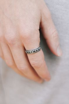 Silver plated cuban chain style ring for men. - Ring material: silver plated - Adjustable size, the ring can be adjusted. - Ring thickness: 0.2 inch (0.5cm) This ring is great as a gift for a man or a boy. All of our jewelry comes wrapped and ready for gift giving! Visit our shop for more similar items: http://www.etsy.com/shop/principles Minimalist Stainless Steel Chain Ring As Gift, Stainless Steel Rings With Adjustable Chain For Gift, Sterling Silver Rings With Silver Chain For Gift, Silver Rings With Adjustable Chain For Everyday, Minimalist Sterling Silver Ring With Silver Chain, Minimalist Sterling Silver Rings With Silver Chain, Metal Rings With Silver Chain For Gift, Minimalist Sterling Silver Cuban Link Jewelry, Gift Metal Ring With Silver Chain Detail