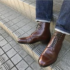 New Handmade Men Brown Leather Ankle High Dress Lace up Boot on Storenvy Formal Fitted Lace-up Winter Boots, Leather High Ankle Lace-up Boots, Fitted Cap Toe Lace-up Boots With Leather Sole, Elegant Business Lace-up Winter Boots, Elegant Business Lace-up Boots For Winter, Brown Lace-up Boots For Formal Winter Occasions, Classic Fitted Ankle Lace-up Boots, Fitted Cap Toe Lace-up Boots For Fall, Fitted Round Toe Lace-up Boots With Leather Sole