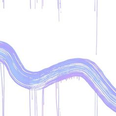 an abstract painting with blue and purple streaks on it's side, against a white background