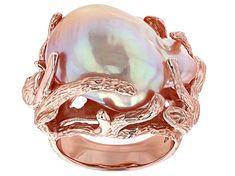 Genusis™ 15mm pink cultured freshwater pearl 18k rose gold over sterling silver ring. Measures approximately 1 1/16" L x 13/16" W and is not sizeable. Colors, shapes, and sizes may vary. Pink Pearl Jewelry, Exotic Jewelry, Freshwater Pearl Ring, Mabe Pearl, Jewelry Clasps, Pearl Types, Akoya Pearls, Pink Pearl, Pearl Ring