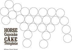 the horse cupcake cake template is shown in black and white, with circles around it