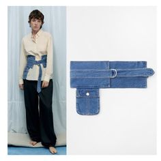 Sash Belt In Denim Fabric With A Patch Pocket And A Metal Buckle. Outer Shell 100% Cotton Summer Denim Belted Jeans, Belted Blue Denim Jeans, Denim Jeans With Belt For Spring, Spring Denim Jeans With Belt, Casual Spring Jeans With Belt, Casual Belted Jeans For Spring, Denim Jeans With Belt, Casual Denim Jeans With Belt, Casual Fitted Belt For Spring