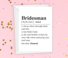 the bridesmaan poem is displayed on top of a pink background with gold stars