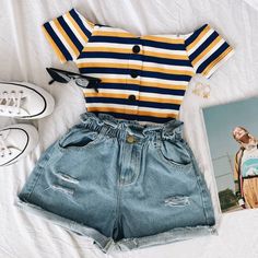 Dressy Summer Outfits, Áo Blu, Brandy Melville Outfits, Summer Trends Outfits, 50 Style, Outfit Trends, Tween Outfits, Teenager Outfits, Cute Summer Outfits