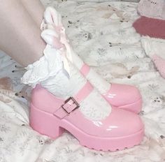 Pink Cute Purse, Kawaiicore Shoes, Dollete Shoes, Pink Clothing Aesthetic, Cutecore Shoes, Kawaii Heels, Cute Pink Shoes, Cute Platforms, Coquette Shoes