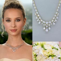 "Make an unforgettable entrance as you walk down the aisle. 'Sydney' is an elegant crystal bridal necklace in a graceful waterfall, chandelier style which has been designed by us, from the highest quality cubic zircons and set in 18K gold tarnish free base. Sparkle on your wedding day in this dreamy and romantic necklace, exclusive to our shops only. ❣ Exclusive to our shops ❣ Highest-quality cubic zircons set in tarnish-resistant rhodium. ❣ Cadmium and nickel-free. ❣ Available in 18K gold, 18K Glamorous Crystal Wedding Necklaces, Glamorous Wedding Crystal Necklace, Gold Crystal Drop Necklace For Wedding, Gold Crystal Necklaces For Wedding, Gold Teardrop Crystal Necklace For Wedding, Crystal Drop Bridal Necklace For Wedding, Wedding Drop Crystal Necklaces, Crystal Wedding Necklace, Bridal Necklaces