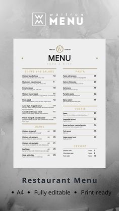 Restaurant Menu Design Aesthetic, White Menu Design, Appetizer Menu Restaurant, Menu Restaurant Ideas, Cafe Menu Ideas, Template Menu, Coffee Menu Design, Menu Design Layout, Café Design