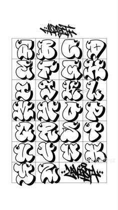 an image of graffiti alphabets in black and white