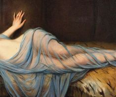 a painting of a woman laying on a bed