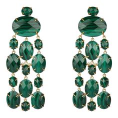 Marysol Statement Earrings in Malachite, a pair on Chairish.com Green Malachite, Pin Pendant, Drop Dangle Earrings