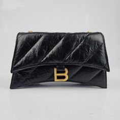 Balenciaga Crush Black Leather Chain Wallet Bag New | eBay Luxury Rectangular Wallet On Chain For Daily Use, Designer Shoulder Bag With Card Slots For Daily Use, Designer Leather Wallet On Chain, Elegant Bags With Card Slots, Black Leather Wallet On Chain With Phone Bag, Black Leather Wallet On Chain With Mobile Phone Bag, Evening Pouch Shoulder Bag With Card Slots, Designer Leather Clutch With Mobile Phone Bag, Evening Leather Shoulder Bag With Card Slots