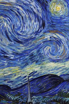 the starry night painting is shown in this image